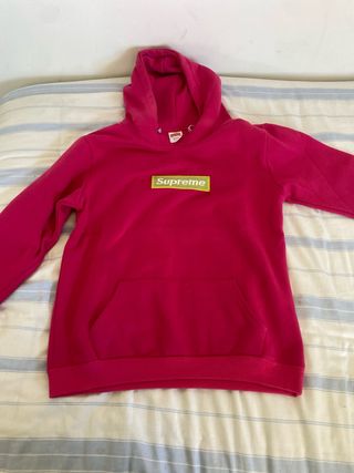 Sudadera Supreme Box Logo Rosa