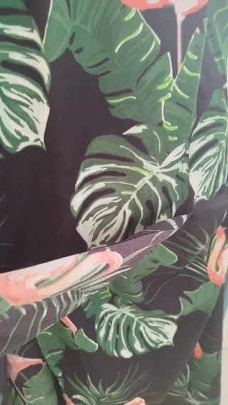 Vestido largo estampado flamencos y hojas