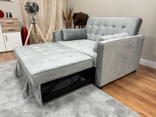 Sofá Cama Gris Terciopelo