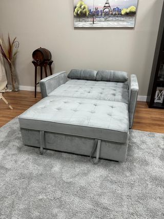 Sofá Cama Gris Terciopelo