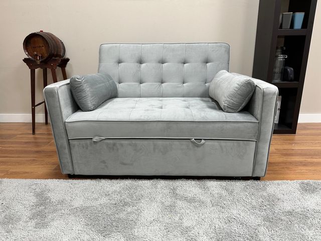Sofá Cama Gris Terciopelo