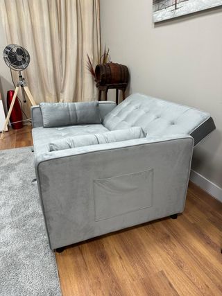 Sofá Cama Gris Terciopelo
