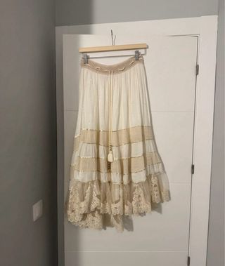 Conjunto Boho Beige y Blanco Talla Única
