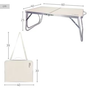 Mesa plegable playa/camping beige y plata