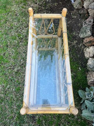 Mueble caña vintage 3 estantes cristal