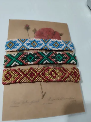 Lote 3 Pulseras Tejidas de hilo. Tribales Nativos