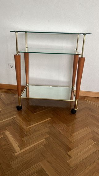 Mesa auxiliar vintage cristal y madera
