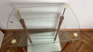 Mesa auxiliar vintage cristal y madera