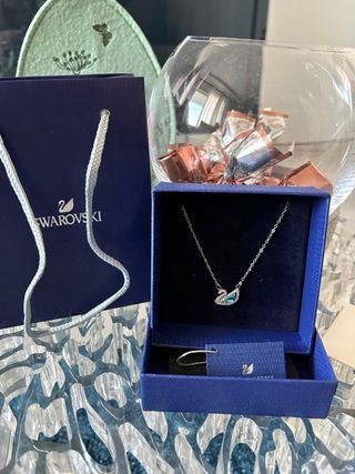 Collana Swarovski Cigno Argento e Blu