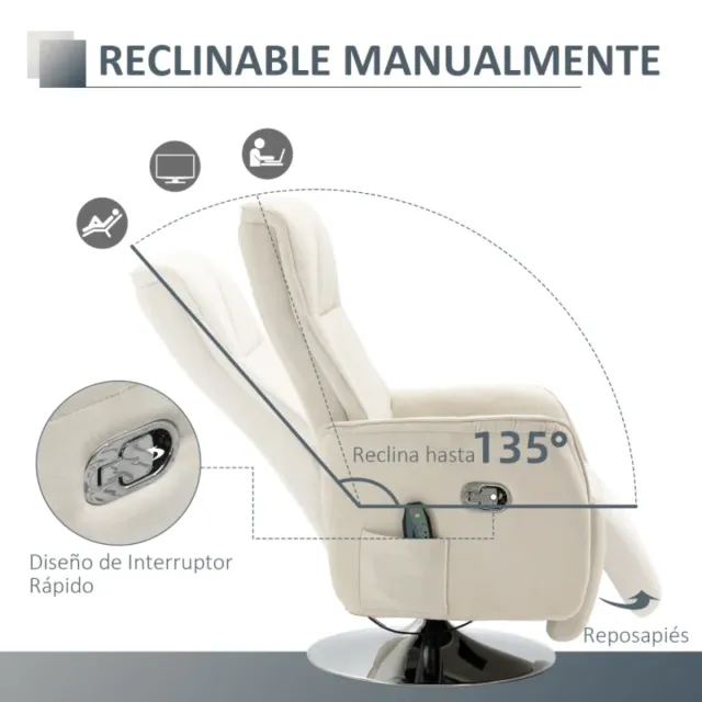 Sillón Masaje Eléctrico Reposapiés