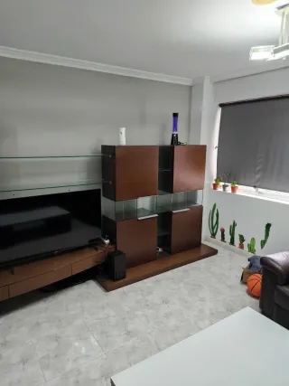 Mueble TV madera y cristal
