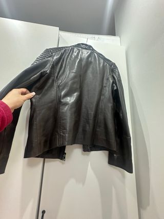 Cazadora Piel Marrón Oscuro