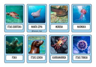 Láminas animales para decorar en euskera