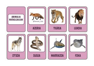 Láminas animales para decorar en euskera