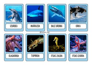 Láminas animales para decorar en euskera