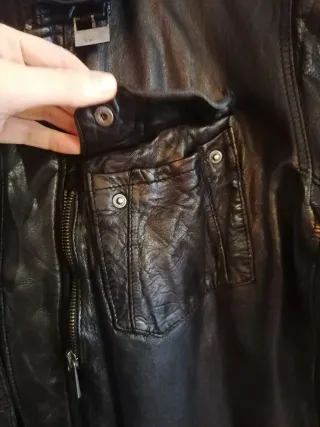 Cazadora de cuero negra XXL