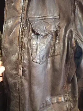 Cazadora de cuero negra XXL