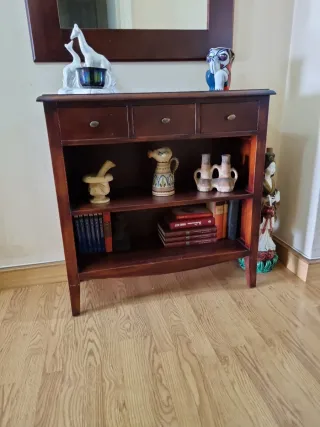 Mueble recibidor madera con espejo