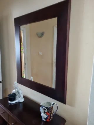 Mueble recibidor madera con espejo