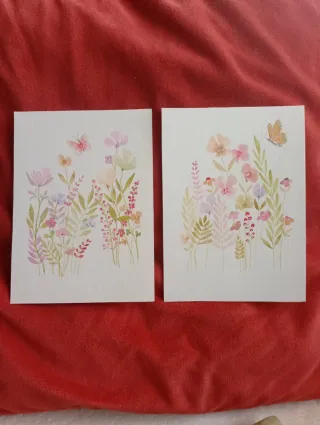 2 acuarelas florales. Arte. Decoración.