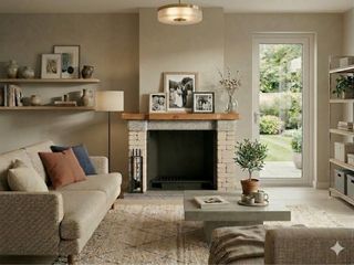 Chimenea exterior de piedra y madera