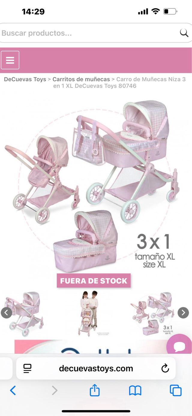 Carro de muñecas XL rosa