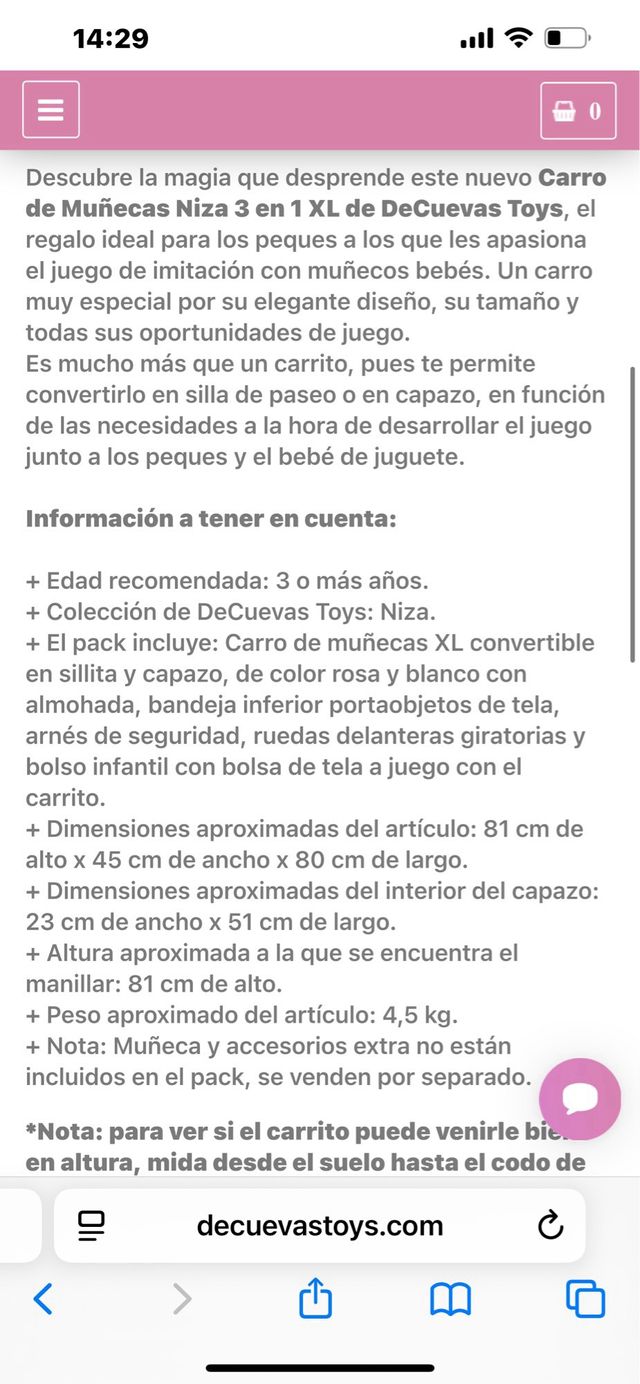 Carro de muñecas XL rosa