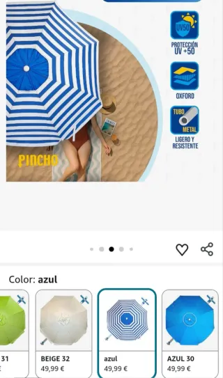 Ombrellone da Spiaggia Grande 240cm Antivento