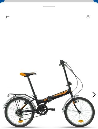 Bicicleta Plegable Negra y naranja.