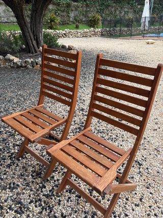 Set 2 Sillas Madera Plegables Jardín