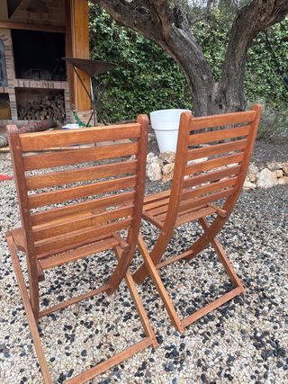 Set 2 Sillas Madera Plegables Jardín