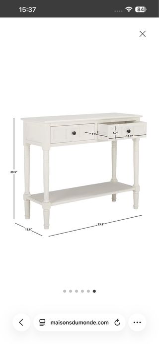 Consola/aparador/cajonera/cómoda de madera blanca