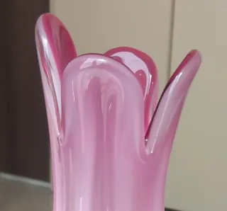 Vaso Murano rosa costolato anni 60