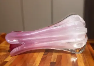 Vaso Murano rosa costolato anni 60