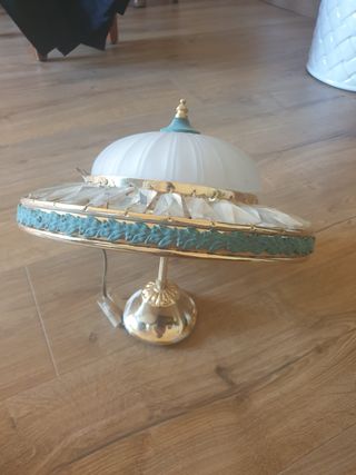 Lampada da soffitto vintage in cristallo e metallo