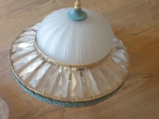 Lampada da soffitto vintage in cristallo e metallo