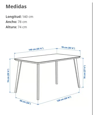 Mesa Comedor Ikea Lisabo Chapa Madera