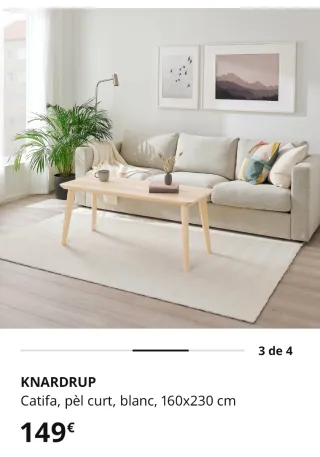 Alfombra IKEA KNARDRUP blanca 160x230cm