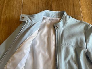 Chiodo in vera pelle azzurro pastello Xetra donna