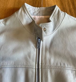 Chiodo in vera pelle azzurro pastello Xetra donna