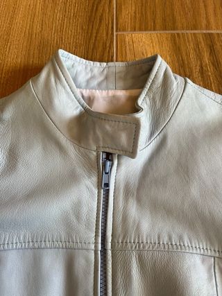 Chiodo in vera pelle azzurro pastello Xetra donna