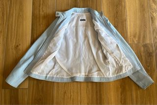 Chiodo in vera pelle azzurro pastello Xetra donna