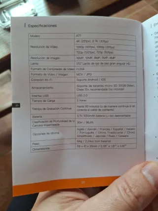 Cámara Apeman A77 4K WiFi Negra