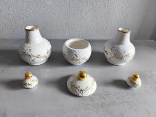 Juego tocador blanco dorado