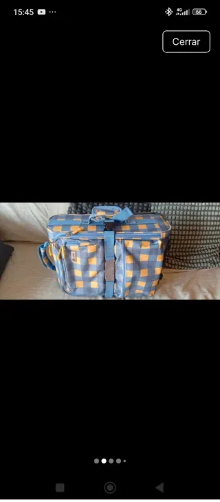 Maleta cabina vintage Valira ruedas azul/amarillo