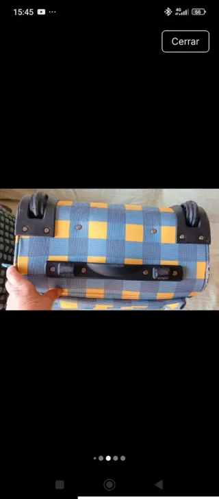 Maleta cabina vintage Valira ruedas azul/amarillo