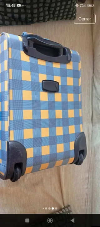 Maleta cabina vintage Valira ruedas azul/amarillo