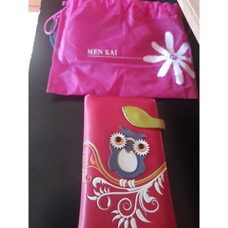 Cartera MEN KAI búho roja y verde