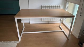 Lote 2 mesas madera y metal