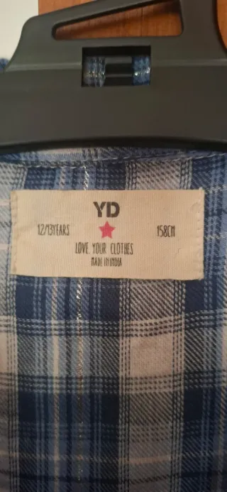 Camisa manga larga cuadros niña Talla 13